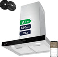 CIARRA CBCS6102 A+++ Afzuigkap 60cm 650 m³/h, Touch Control en Wifi, 4 Snelheden met Booster,afvoerstand en recirculatie afzuigkap met koolstoffilter
