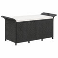 Gecheer Multifunktions-Gartenbank mit Kissen Schwarz 116x46x57 cm Poly Rattan, ideal für Garten, Park und Balkon