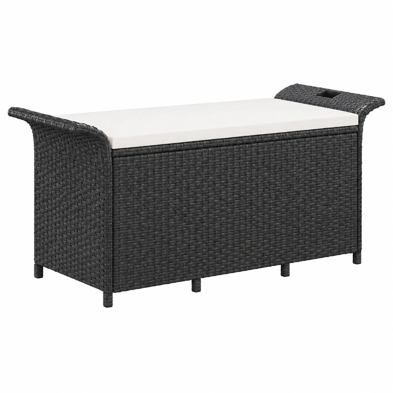 Gecheer Multifunktions-Gartenbank mit Kissen Schwarz 116x46x57 cm Poly Rattan, ideal für Garten, Park und Balkon