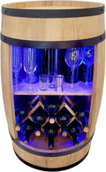 WEECO Houten vat met wijnhouder RGB LED-verlichting. Wijnrek, vatbaar 80 cm. Rustieke decoratie barkast wijnstandaard, huisbar vat bier