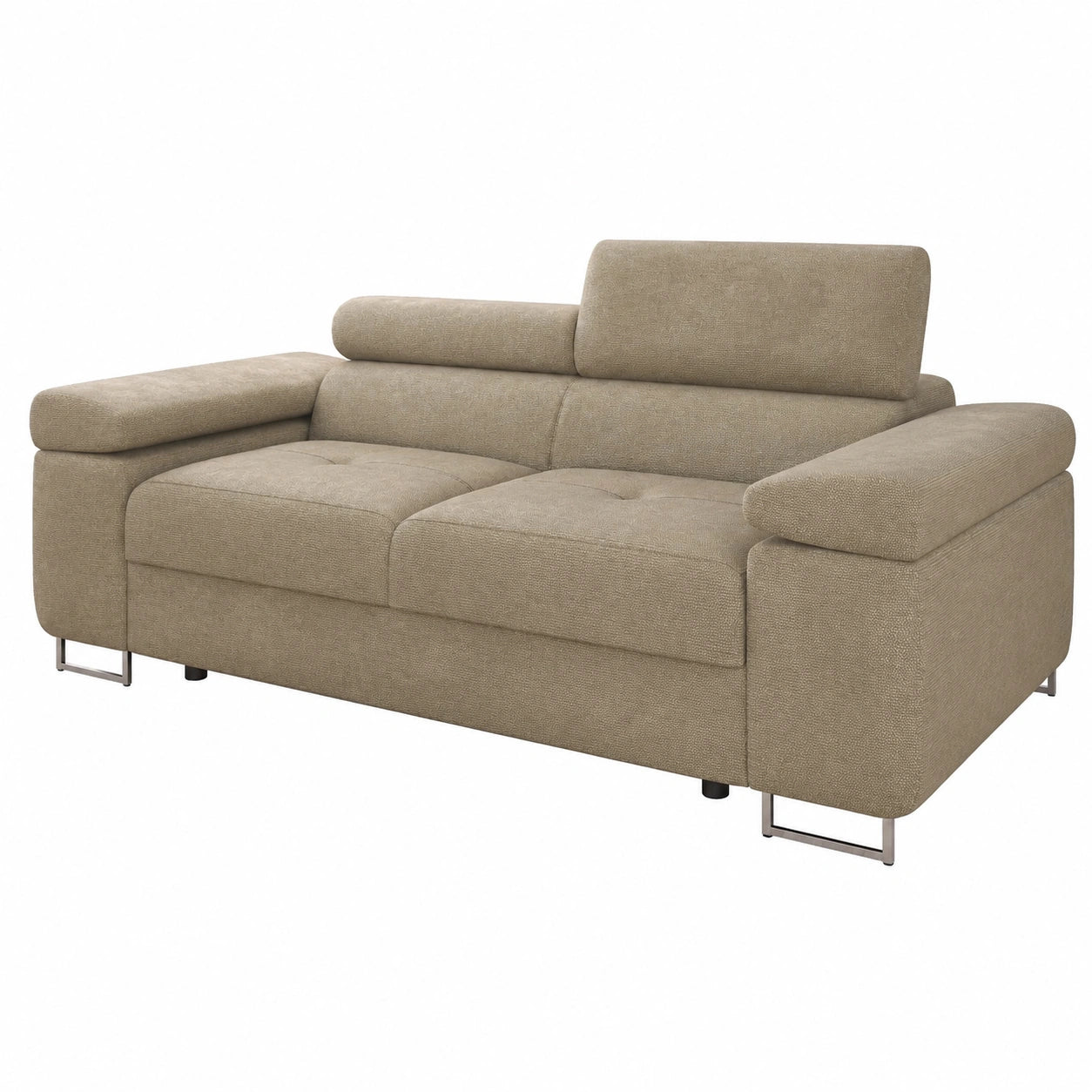 Modernes Zweisitzer-Sofa mit verstellbaren Kopfstützen und Metallfüßen