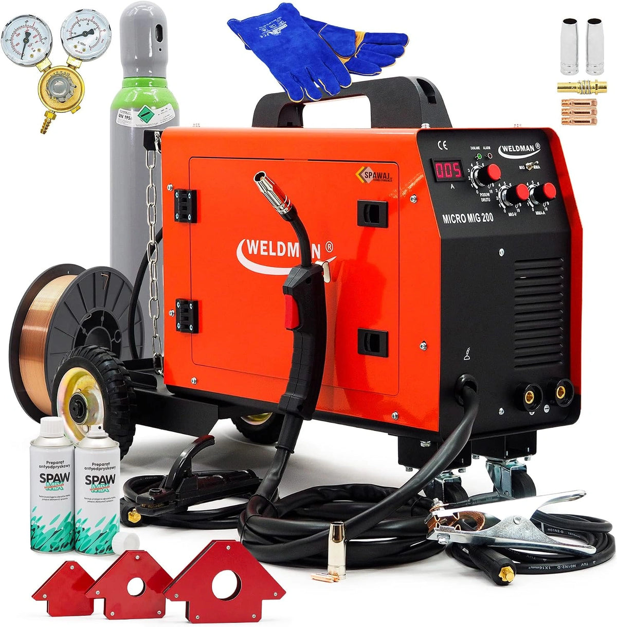 SET Weldman™ MICRO MIG 200 MIG/MAG Inverter lasapparaat 200Amp lasmachine 3-in-1 FLUX MMA ROT