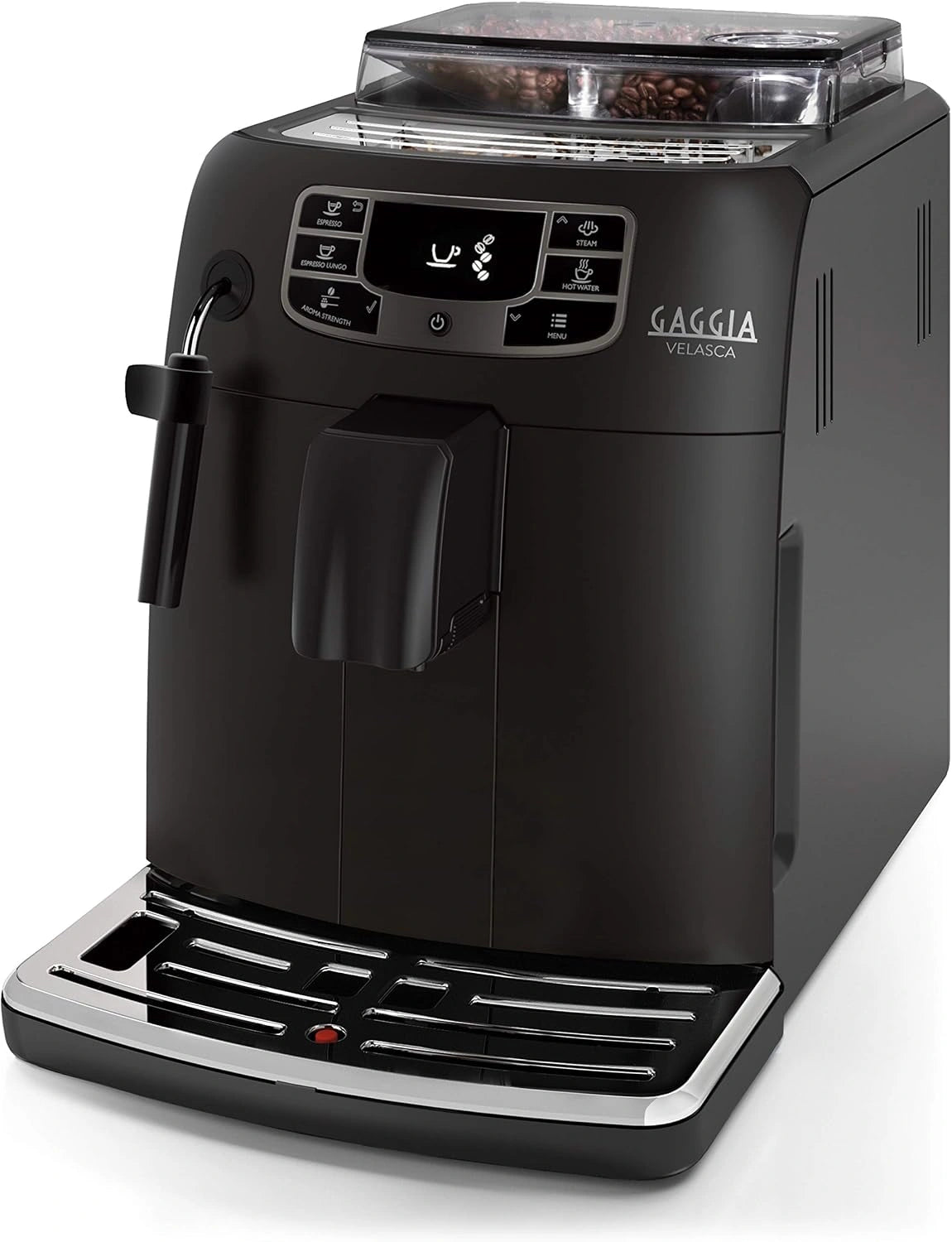 Gaggia Velasca zwart RI8260/01 Volautomaat voor espresso en cappuccino, gemalen of gemalen koffie, 1000 W, zwart, 100% Made in Italy