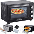 STEInBORG Mini-oven 25 liter, pizzaoven, 3-in-1 oven, mini-oven, kruimelopvangplaat, boog- en bodemwarmte, convectie, timer 60 minuten, 1600 W, zwart