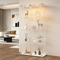 Vitrine van glas met LED-verlichting, 4 glazen legplanken voor de woonkamer met 2 deuren en slot, vitrinekast van glas voor de woonkamer, slaapkamer