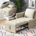 2-zits slaapbank 3-in-1 met 5-voudige rugleuning bank linnen beige