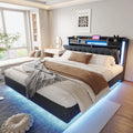 Sapgaks Bed 160 x 200 cm met lattenbodem led en USB, tweepersoonsbed 160 x 200 cm, met opbergruimte en verstelbaar hoofdeinde, gevoerd met latten