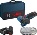 Bosch Professional 12V System haakse accuslijpmachine GWS 12V-76 (incl. 2x 2,0Ah accu, 5-delige (door) slijpschijvenset, in tas), wit