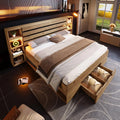 Sapgaks Bed 160 × 200 cm, met lattenbodem met led en USB-poort, kist, 160 x 200 cm, dubbel gevoerde laden, bedframe voor 2 personen met opslag